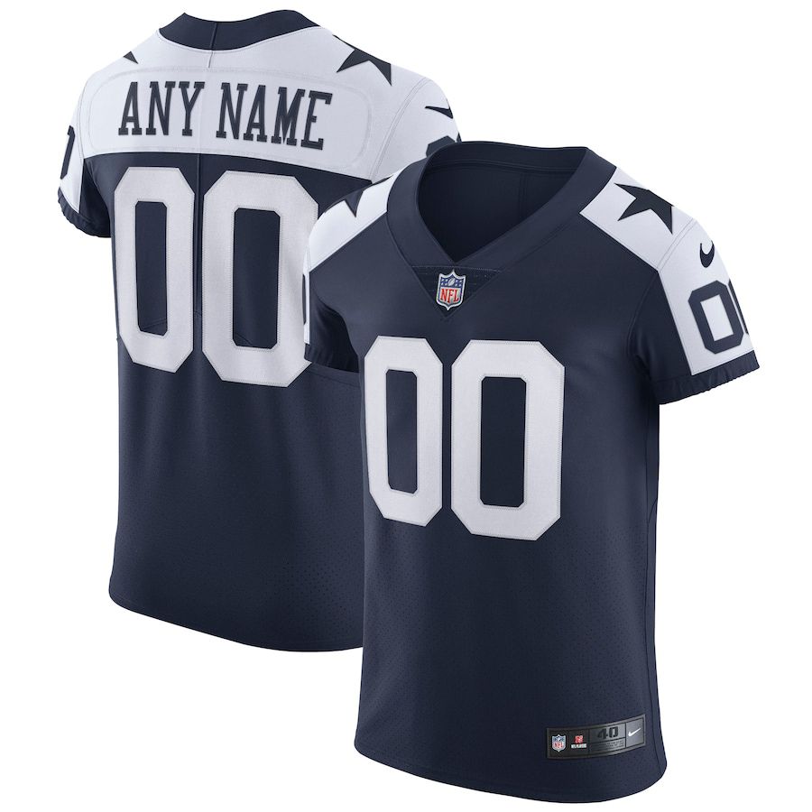 Men Dallas Cowboys Nike Navy Alternate Vapor Elite Custom NFL Jersey->->Custom Jersey